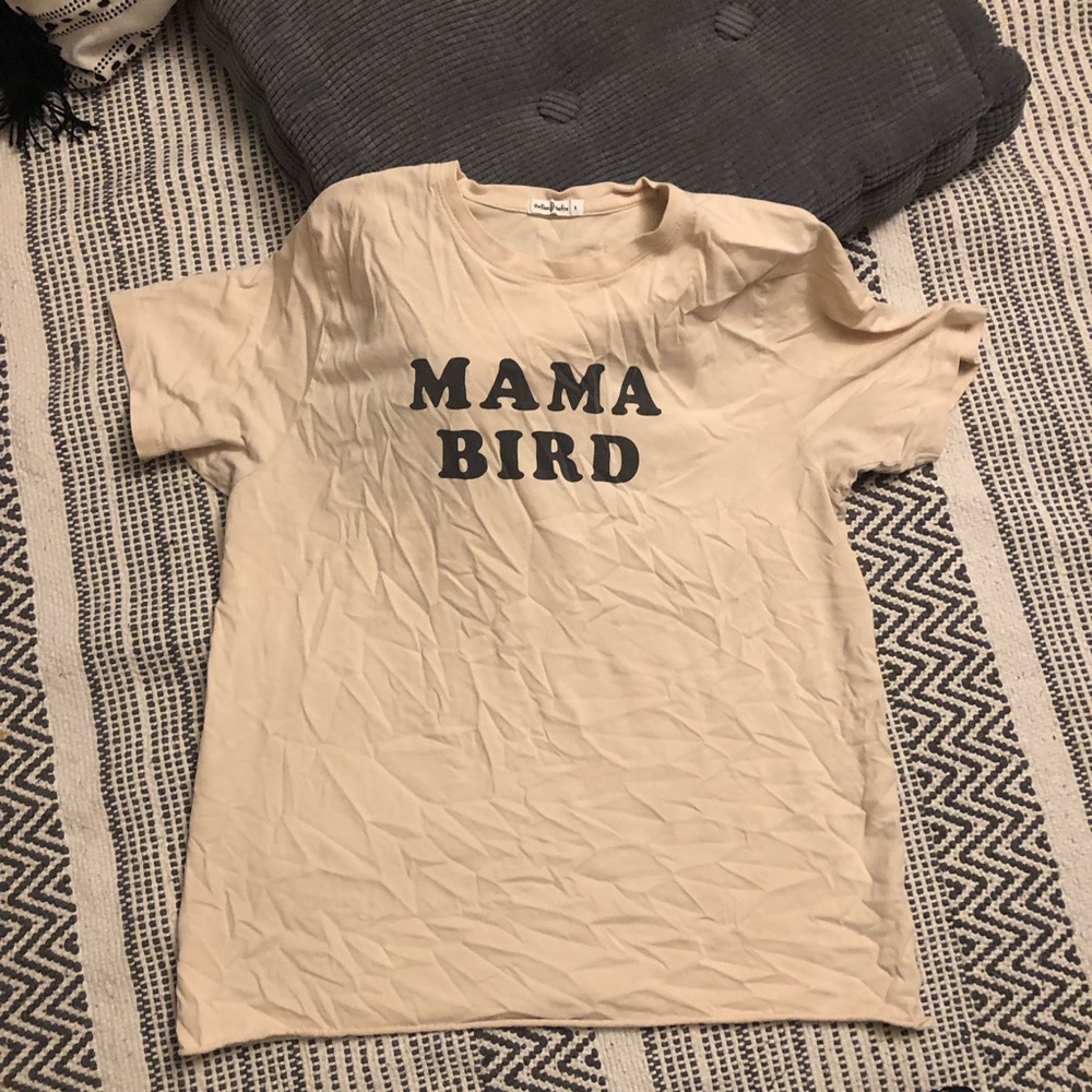 Raw hem MAMA BIRD tee